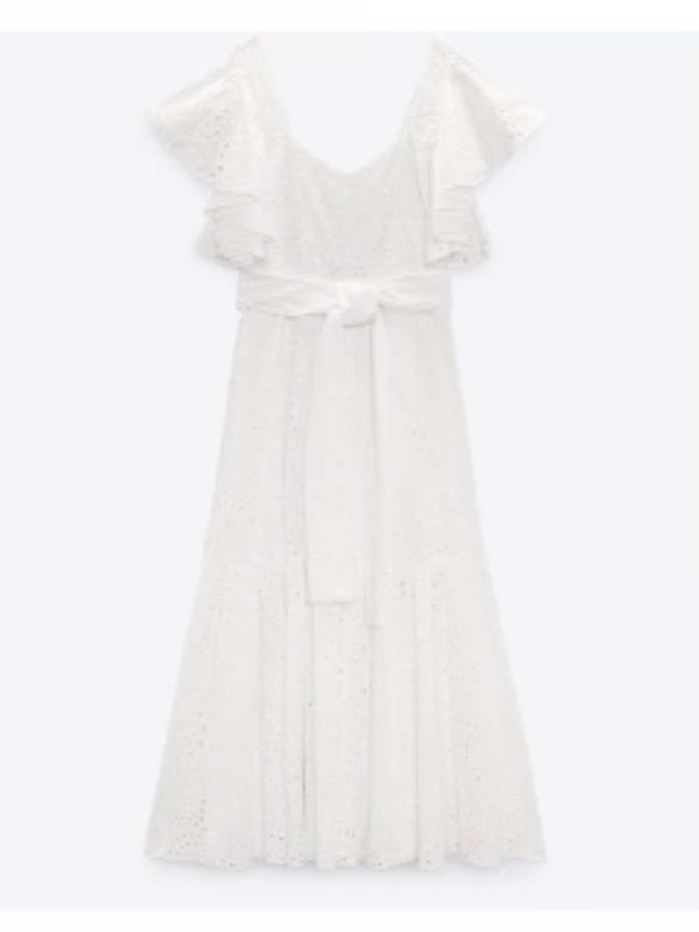 Zara Openwork Embroidered Midi Dress White - Picture 13 of 16